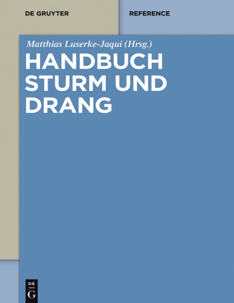 Handbuch Sturm und Drang German Edition Matthias Luserke Jaqui Kitap Kapağı