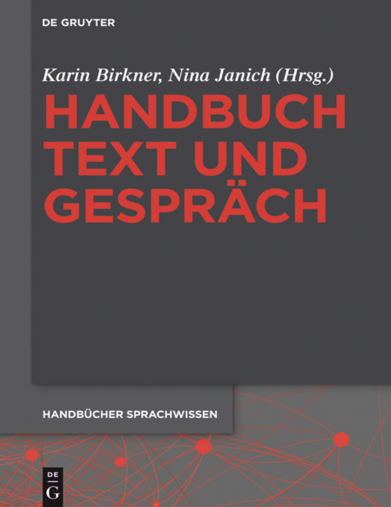 Handbuch Text und Gesprach German Edition Karin Birkner Kitap Kapağı