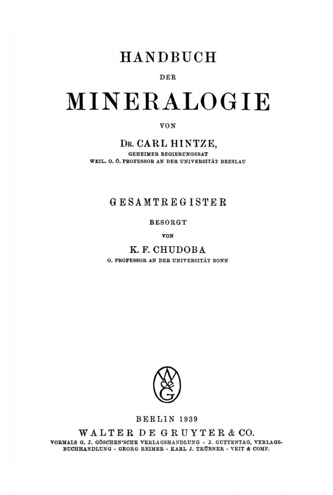 Handbuch der Mineralogie German Edition K F Chudoba Kitap Kapağı