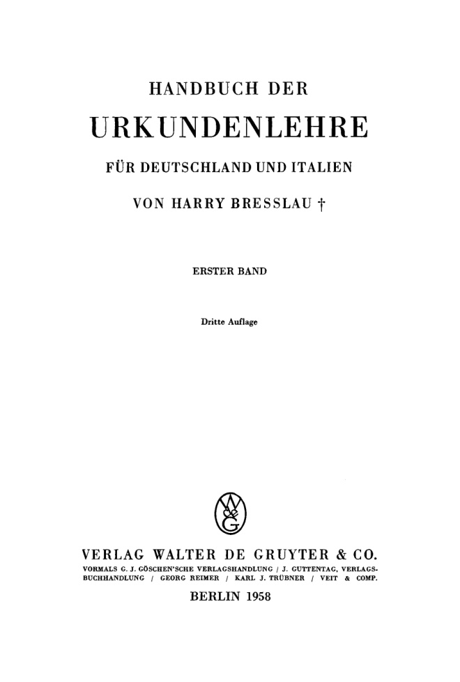 Handbuch der Urkundenlehre fur Deutschland und Italien Band 1 German Edition Harry Bresslau Kitap Kapağı