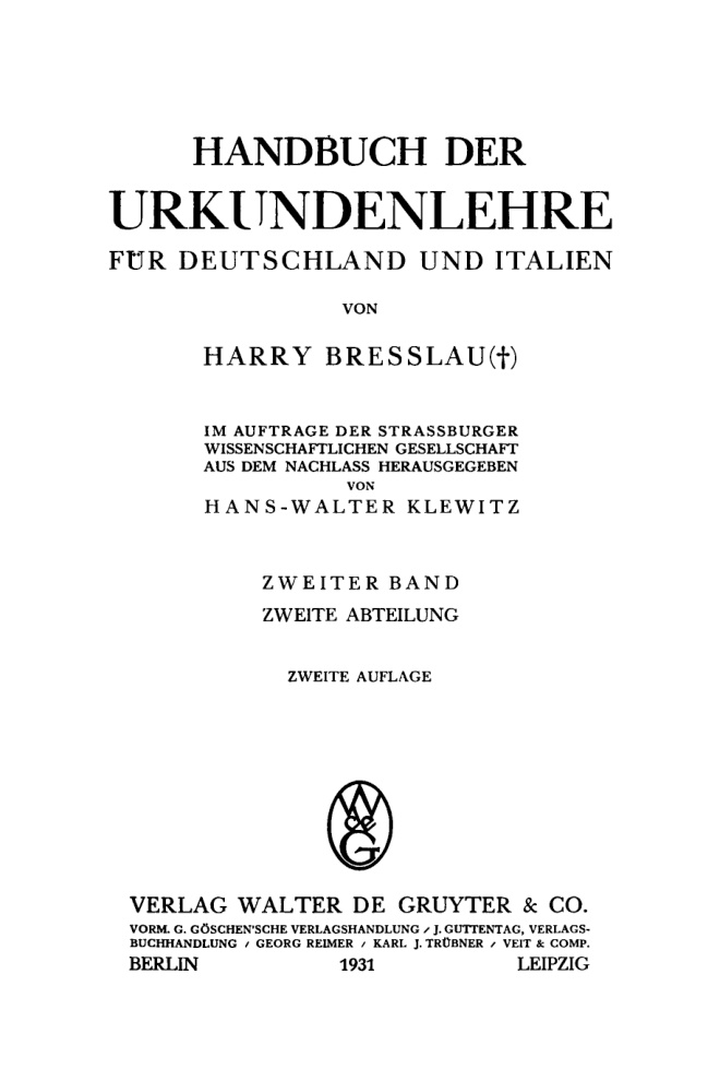 Handbuch der Urkundenlehre fur Deutschland und Italien Band 2 Teil 2 German Edition Harry Bresslau Kitap Kapağı
