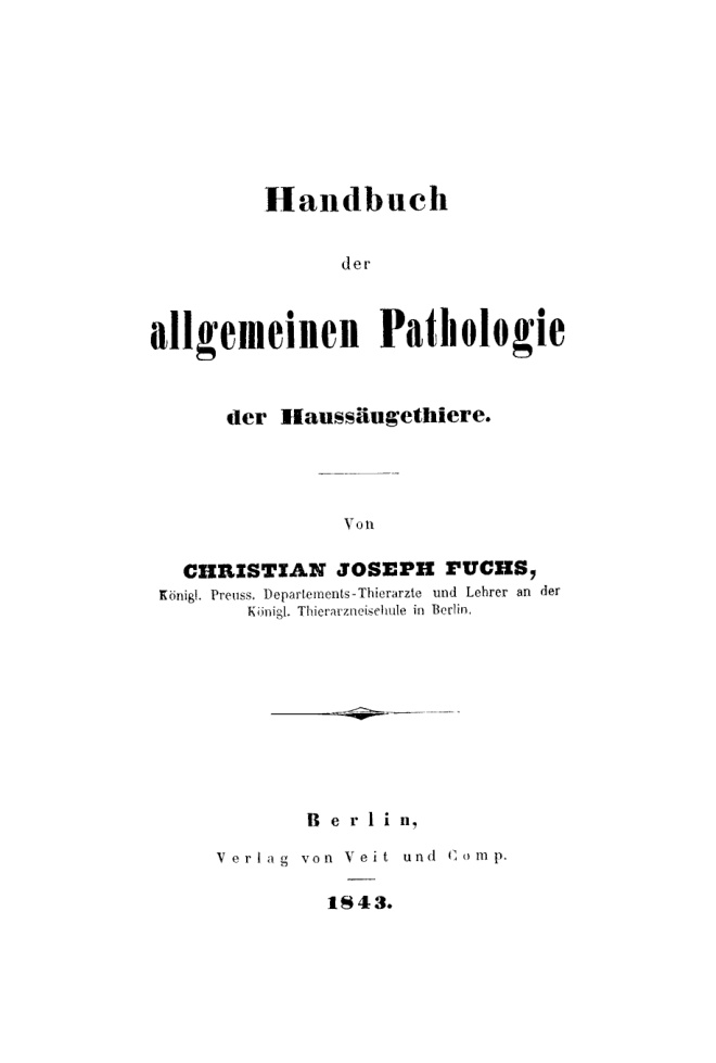 Handbuch der allgemeinen Pathologie der Haussaugethiere German Edition Christian Joseph Fuchs Kitap Kapağı