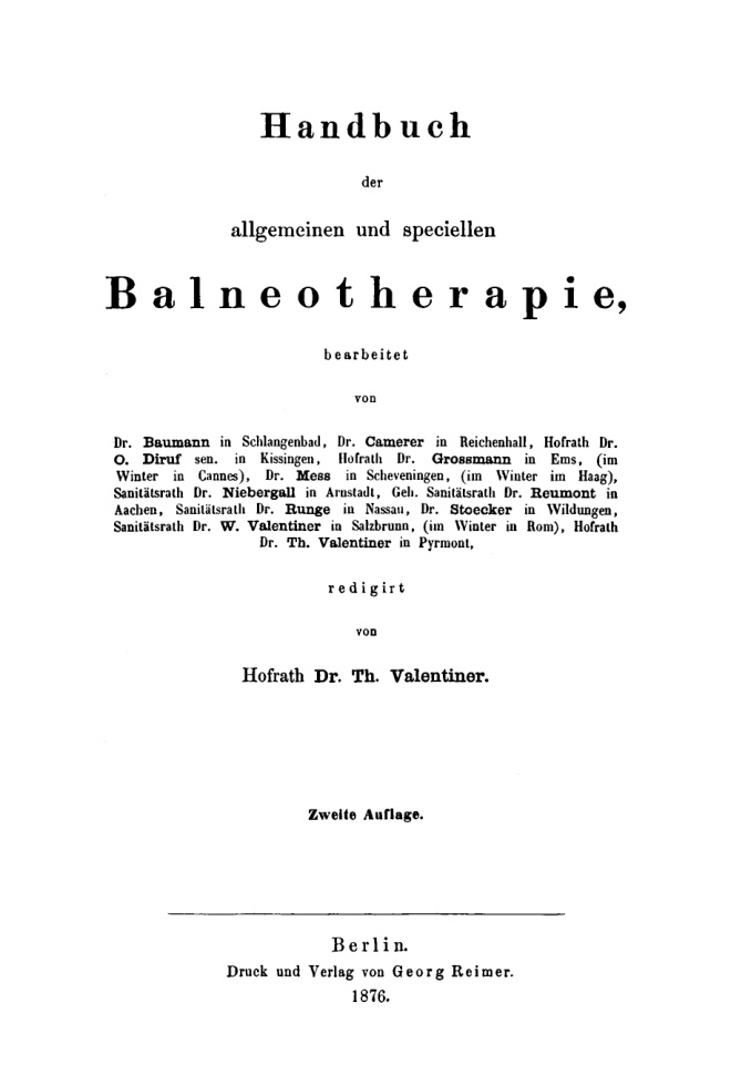 Handbuch der allgemeinen und speciellen Balneotherapie German Edition Th Valentiner Kitap Kapağı