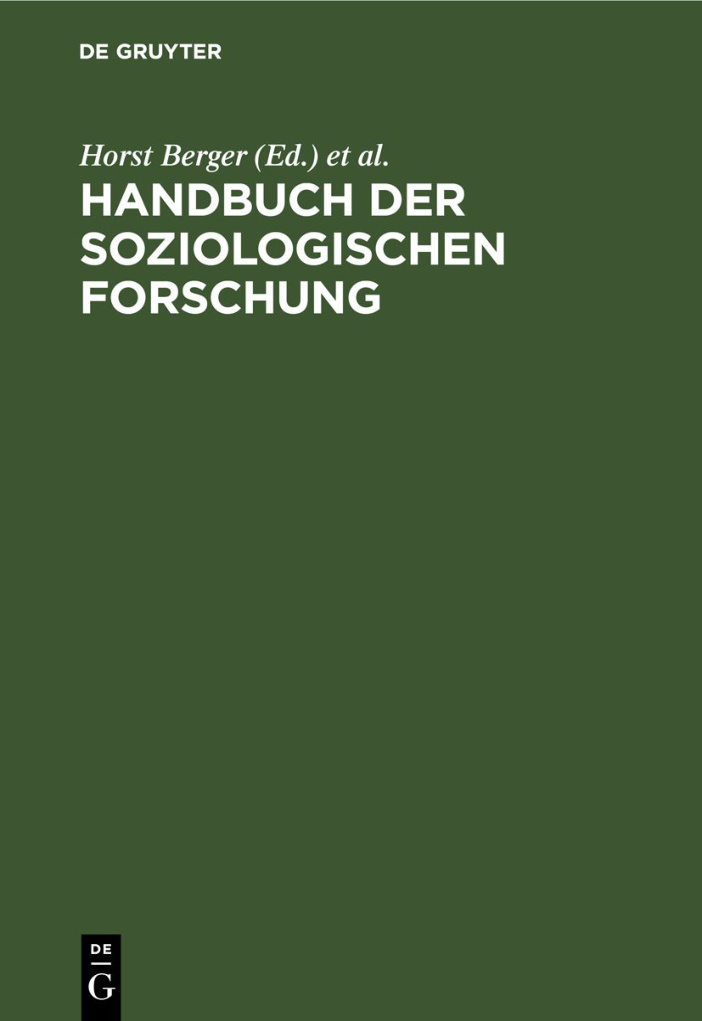 Handbuch der soziologischen Forschung German Edition Horst Berger Kitap Kapağı