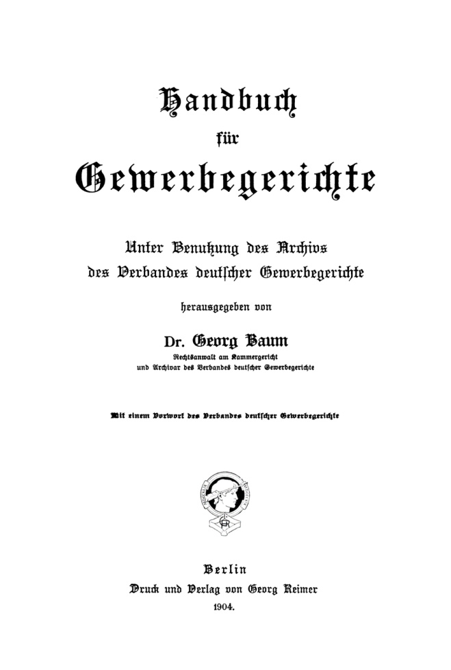 Handbuch fur Gewerbegerichte German Edition Georg Baum Kitap Kapağı