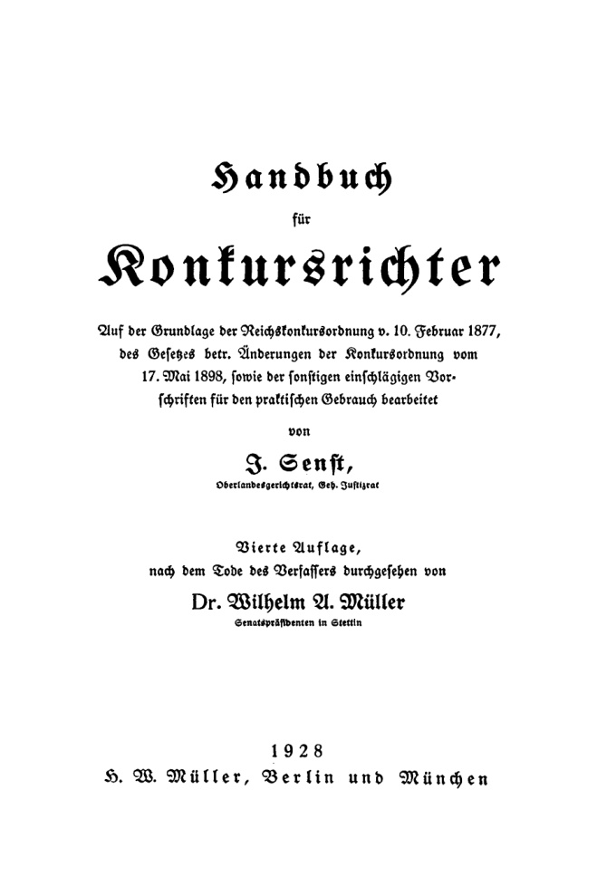 Handbuch fur Konkursrichter German Edition J Senst Kitap Kapağı