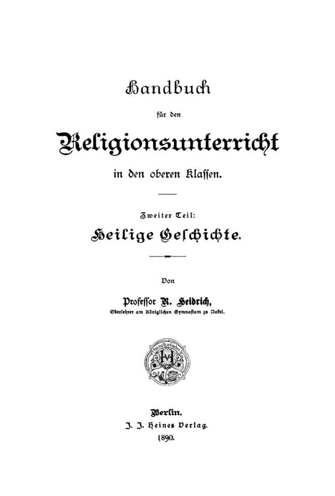 Handbuch fur den Religionsunterricht in den oberen Klassen German Edition R Heidrich Kitap Kapağı