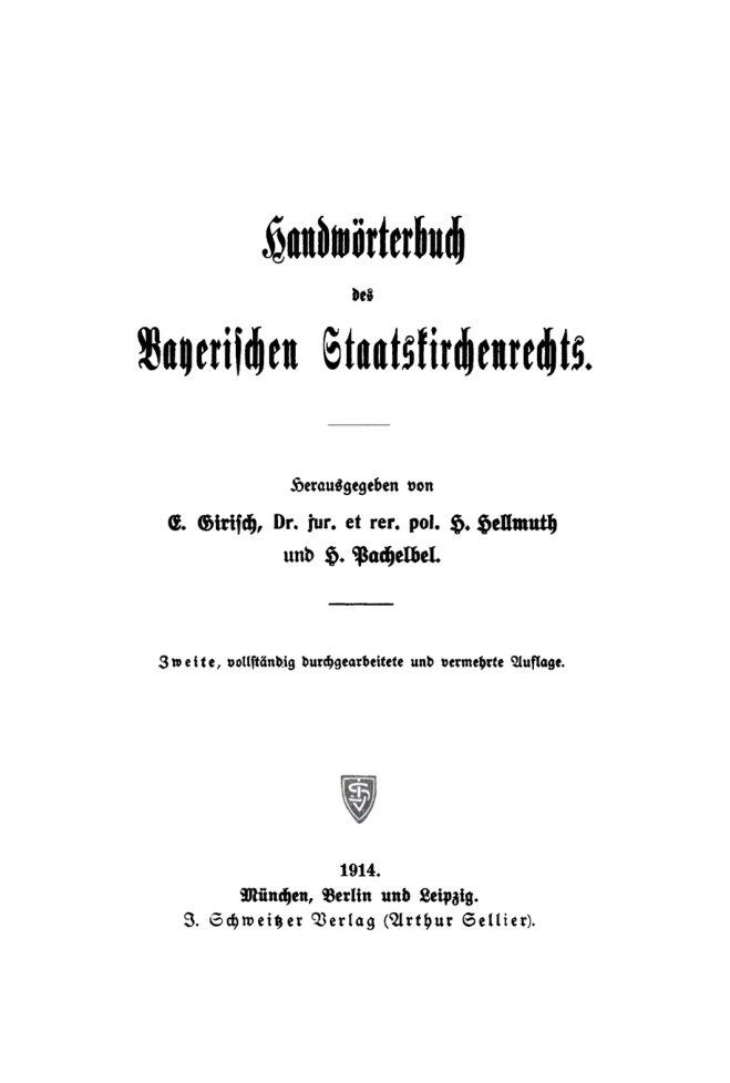 Handworterbuch des bayerischen Staatskirchenrechts German Edition E Girisch Kitap Kapağı