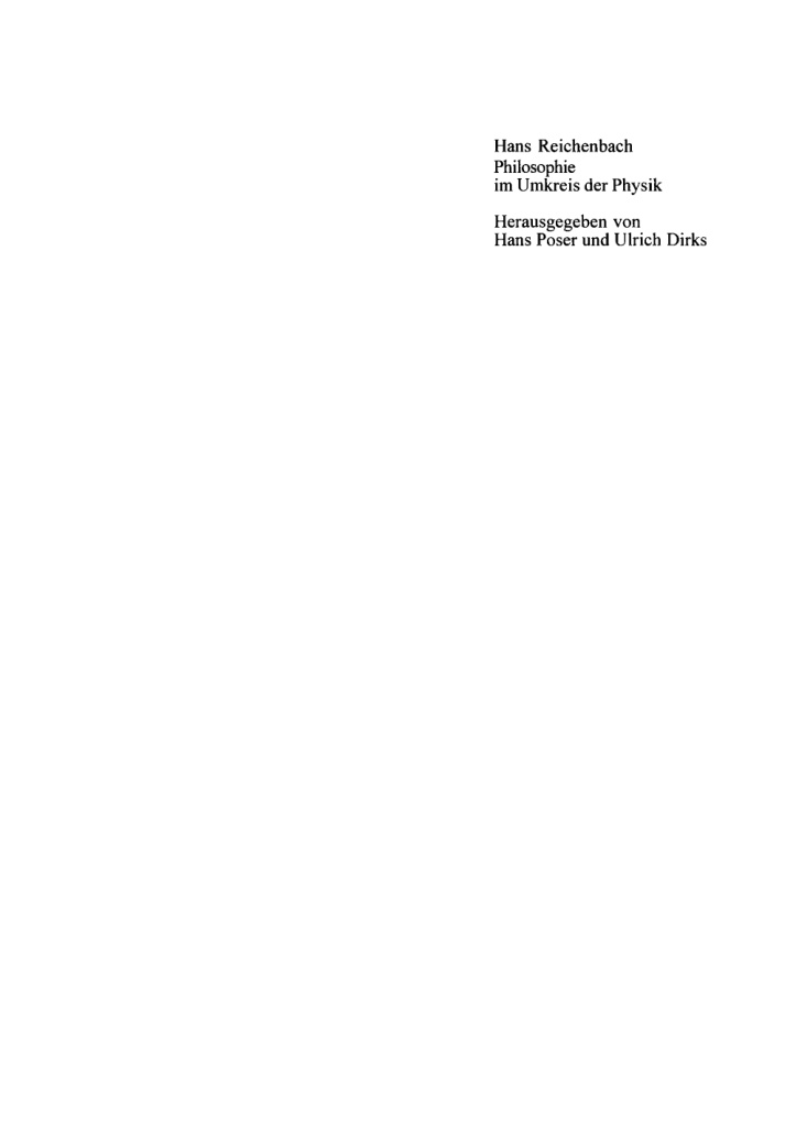 Hans Reichenbach Philosophie im Umkreis der Physik German Edition Hans Poser Kitap Kapağı