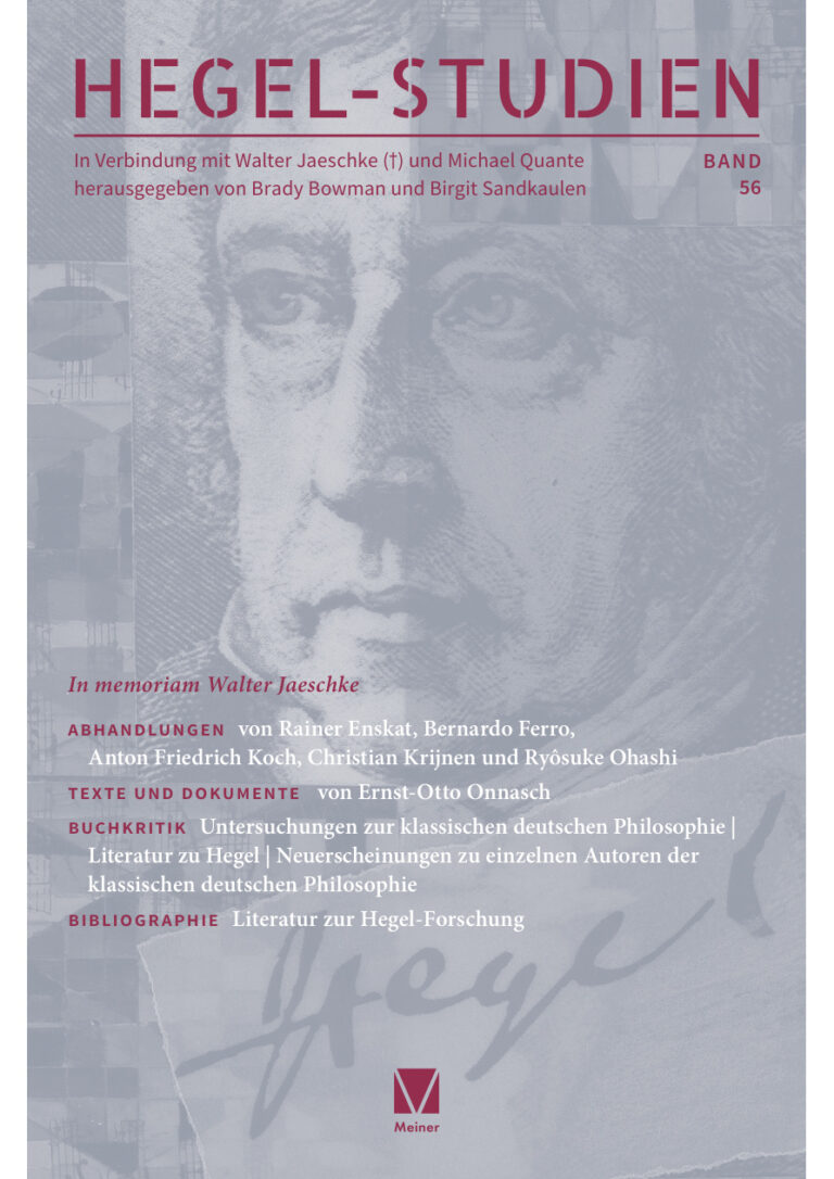 Hegel Studien Band 56 German Edition Birgit Sandkaulen Kitap Kapağı