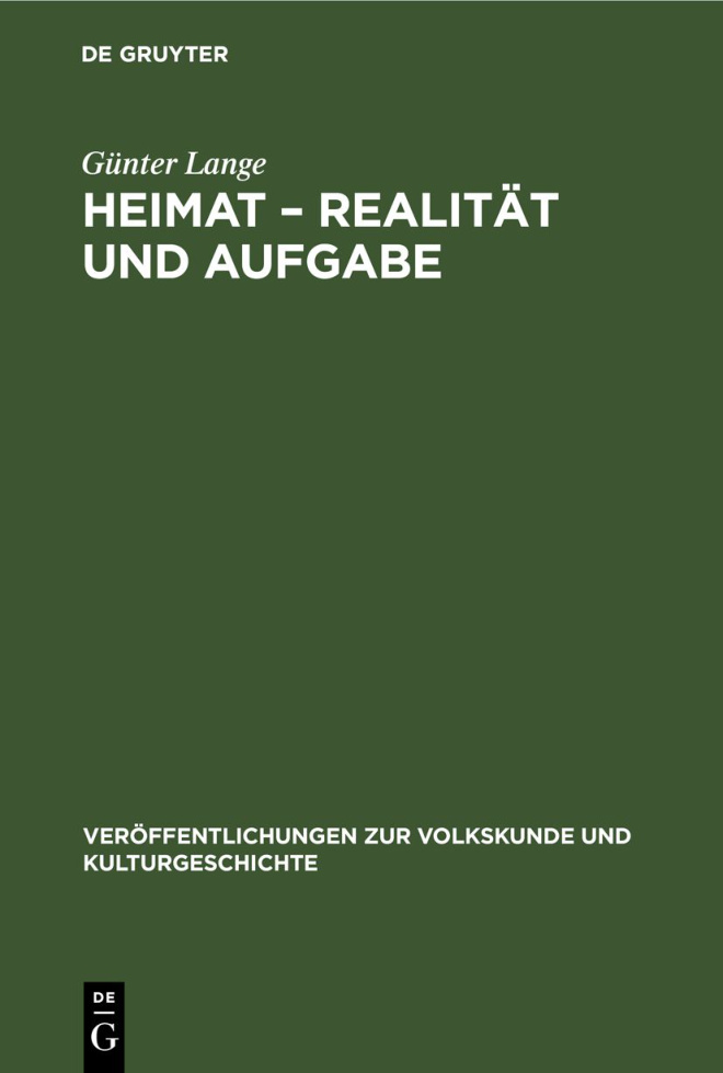 Heimat Realitat und Aufgabe German Edition Gunter Lange Kitap Kapağı