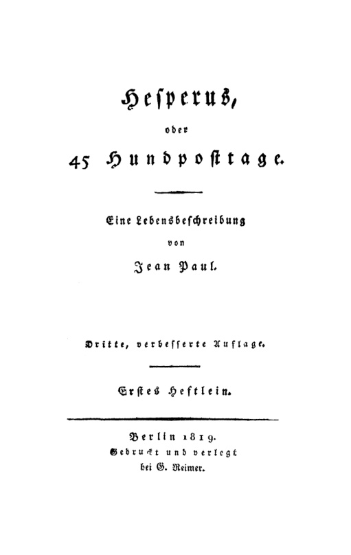 Hesperus oder 45 Hundposttage German Edition Jean Paul Kitap Kapağı