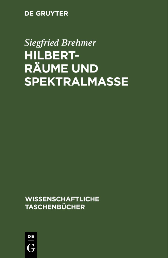 Hilbert Raume und Spektralmasse German Edition Siegfried Brehmer Kitap Kapağı
