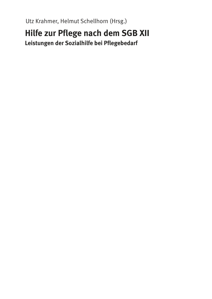Hilfe zur Pflege nach dem SGB XII German Edition Utz Krahmer Kitap Kapağı