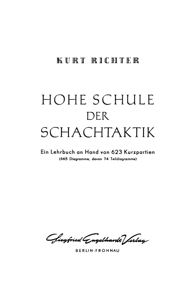 Hohe Schule der Schachtaktik German Edition Kurt Richter Kitap Kapağı