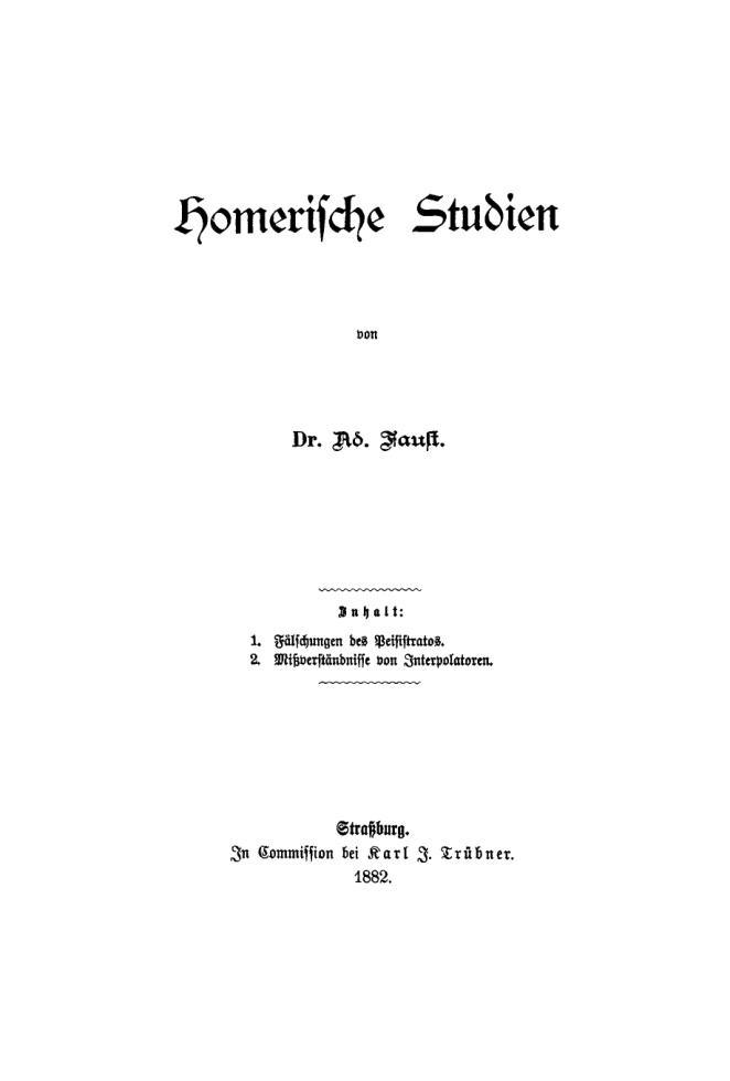 Homerische Studien German Edition Ad Faust Kitap Kapağı