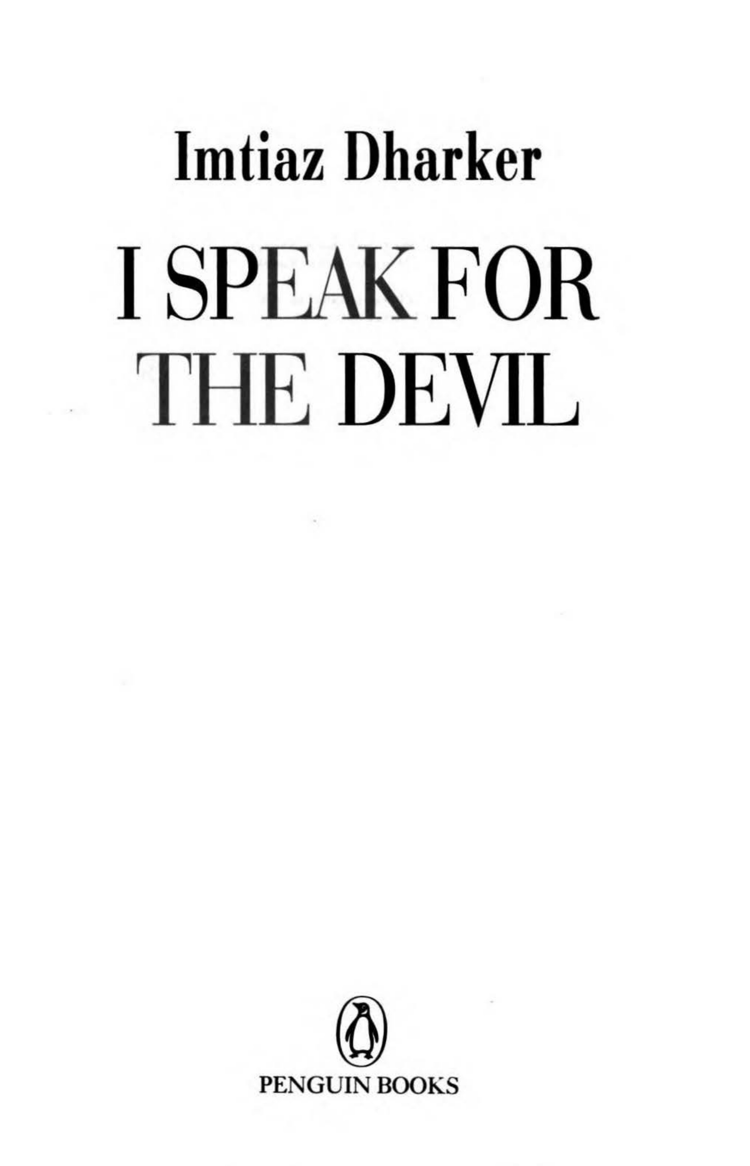 I speak for the devil Imtiaz Dharker Kitap Kapağı