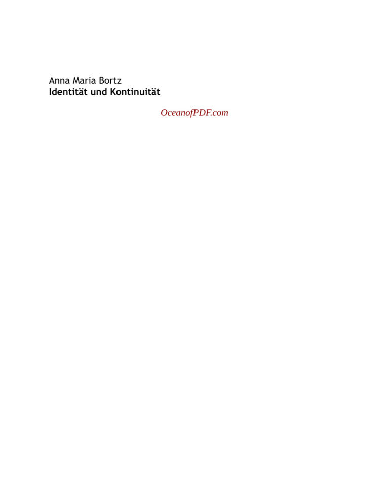 Identitat und Kontinuitat German Edition Anna Maria Bortz Kitap Kapağı