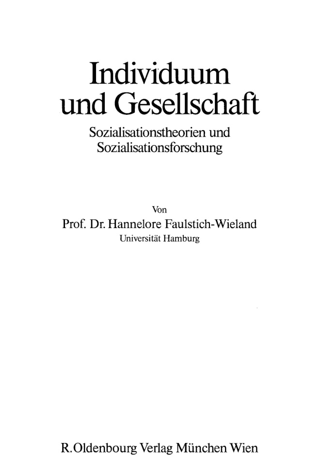 Individuum und Gesellschaft German Edition Hannelore Faulstich Wieland Kitap Kapağı