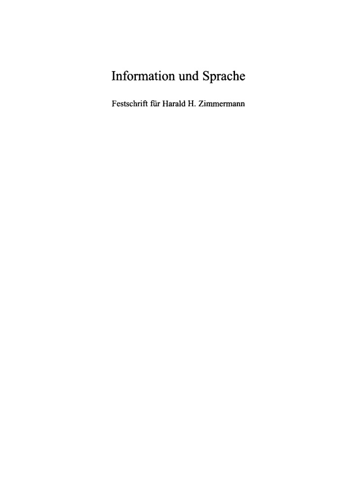 Information und Sprache German Edition Ilse Harms Kitap Kapağı