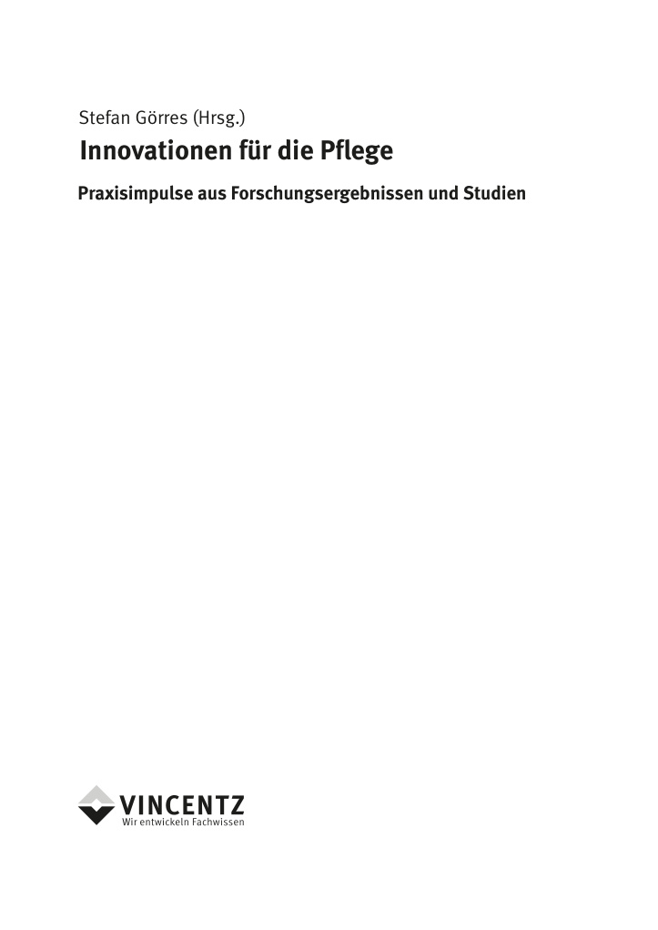 Innovationen fur die Pflege German Edition Stefan Gorres Kitap Kapağı