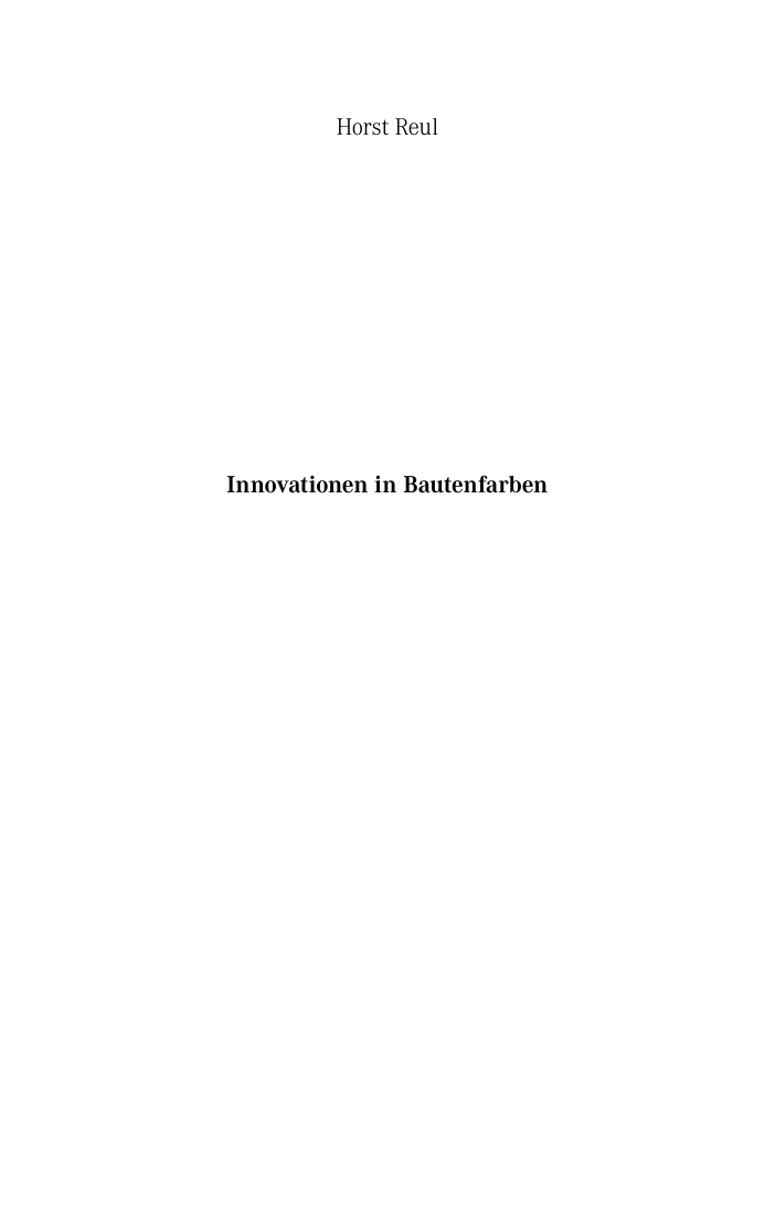 Innovationen in Bautenfarben German Edition Horst Reul Kitap Kapağı