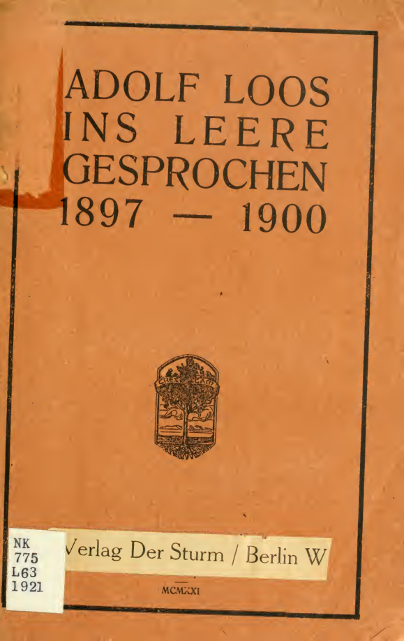 Ins Leere Gesprochen German Edition Adolf Loos Kitap Kapağı