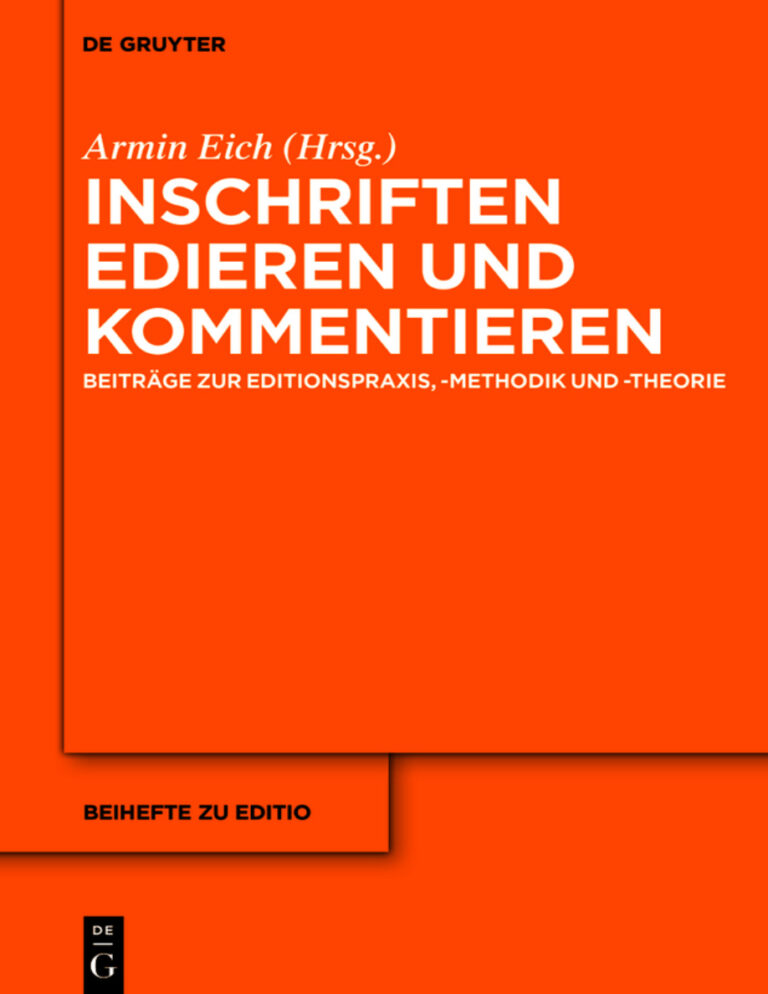 Inschriften edieren und kommentieren German Edition Armin Eich Kitap Kapağı