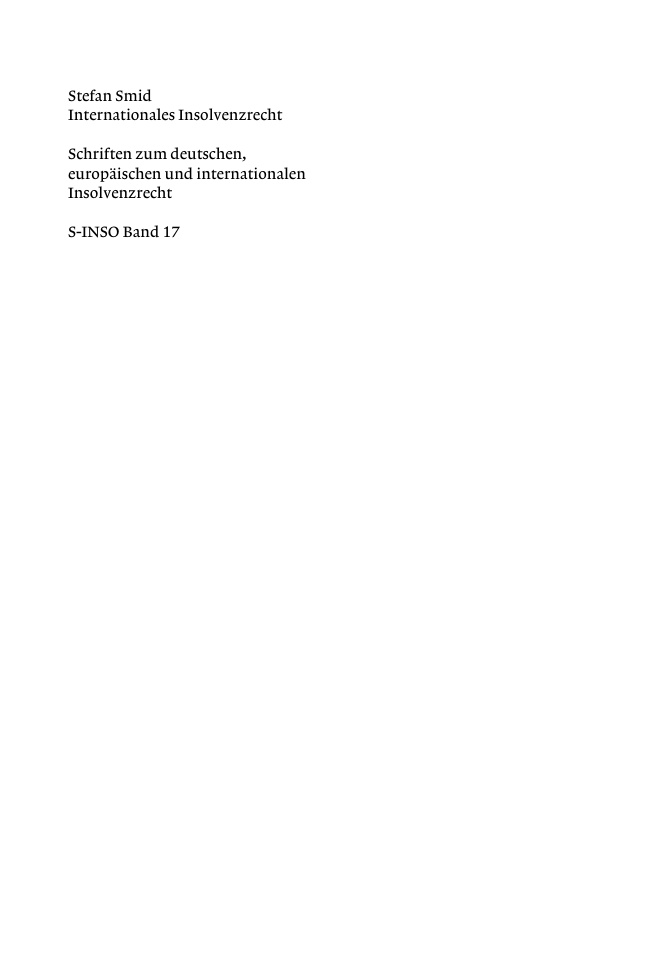 Internationales Insolvenzrecht German Edition Stefan Smid Kitap Kapağı