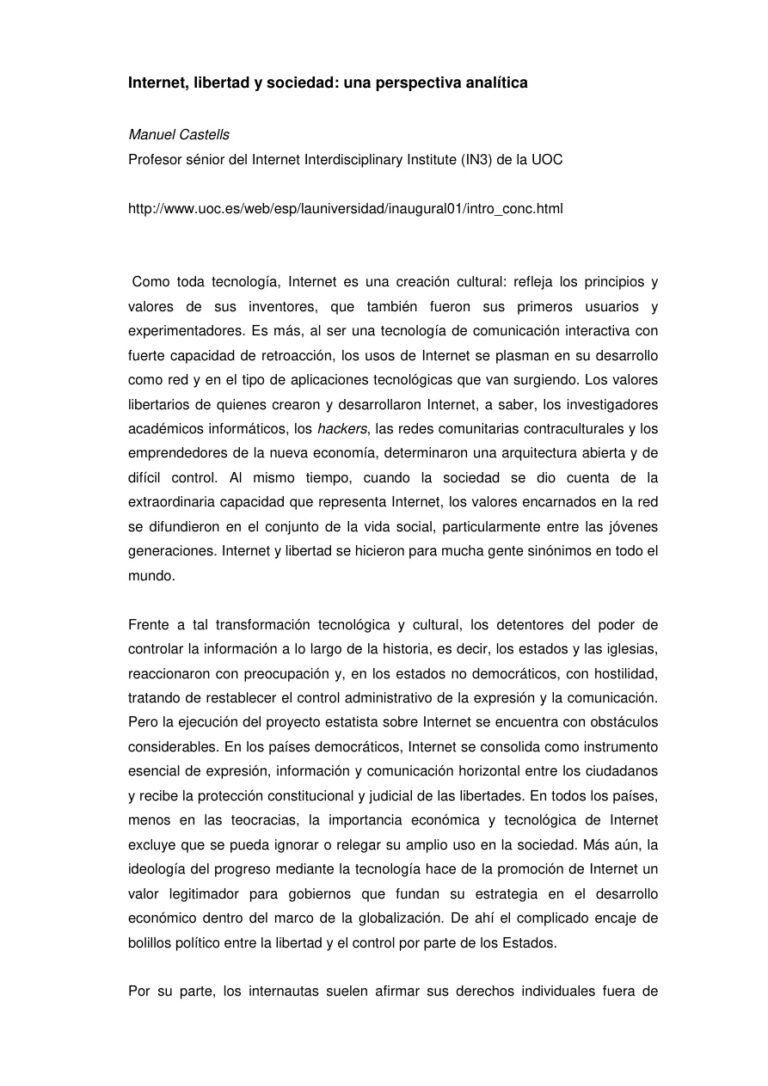 Internet Libertad y Sociedad Una Perspectiva Analitica CASTELLS Manuel Kitap Kapağı