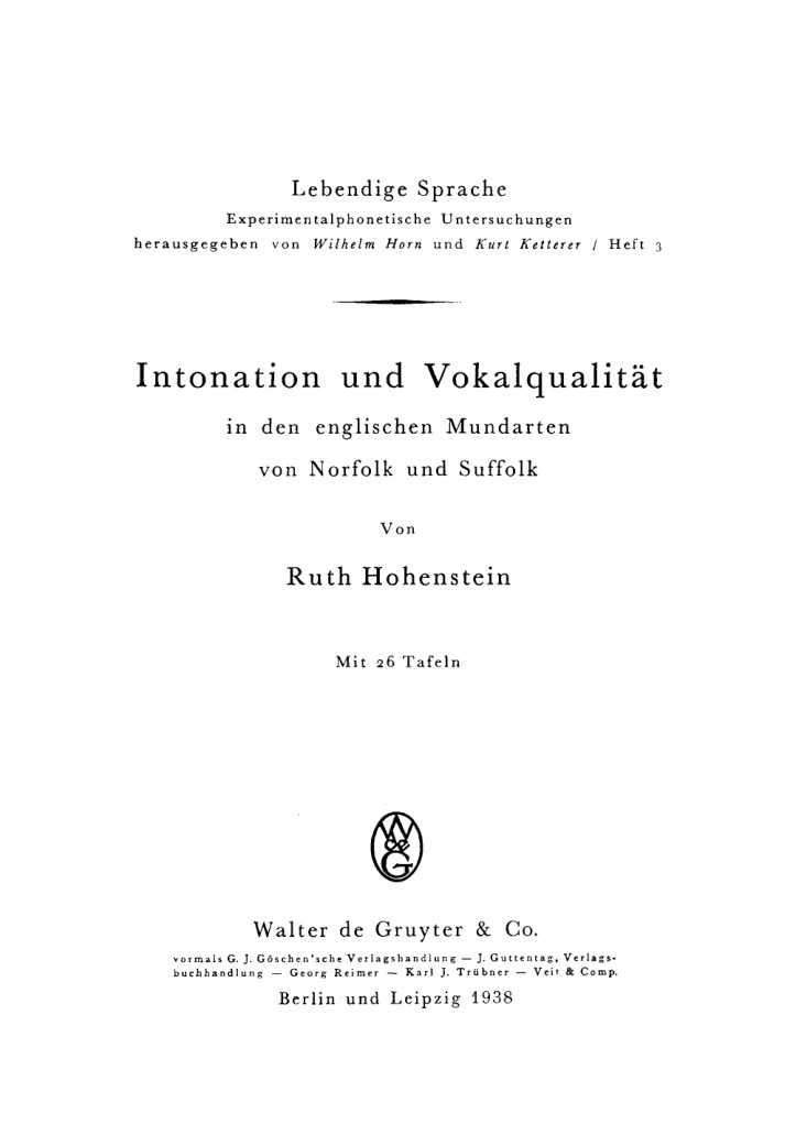 Intonation und Vokalqualitat in den englischen Mundarten von Norfolk und Suffolk German Edition Ruth Hohenstein Kitap Kapağı