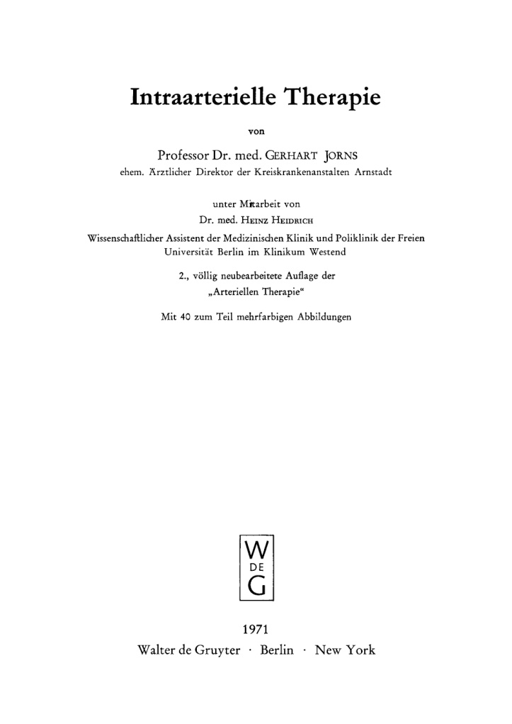 Intraarterielle Therapie German Edition Gerhart Jorns Kitap Kapağı