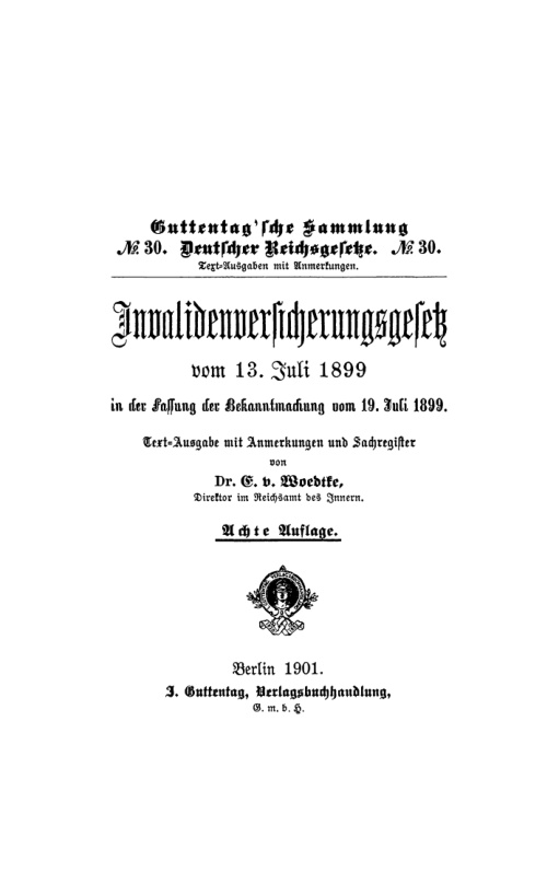Invalidenversicherungsgesetz vom 13 Juli 1899 German Edition Erich von Woedtke Kitap Kapağı