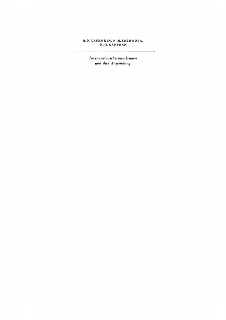 Ionenaustauschermembranen und ihre Anwendung German Edition B N Laskorin Kitap Kapağı