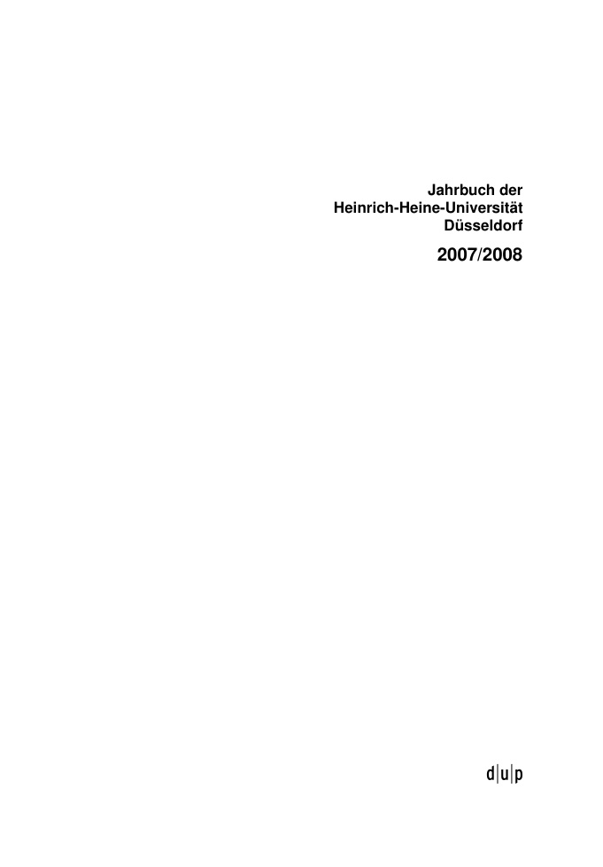 Jahrbuch der Heinrich-Heine-Universitat Dusseldorf 2007/2008 PDF Download