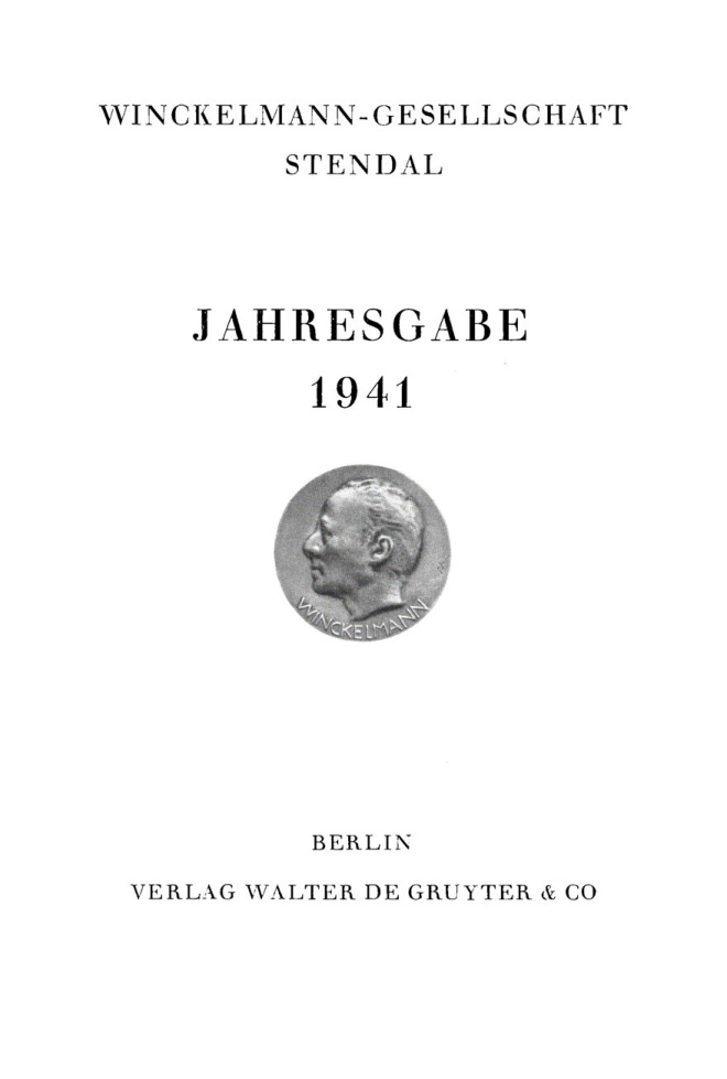 Jahresgabe 1941 der Winckelmann Gesellschaft German Edition Arthur Schulz Kitap Kapağı