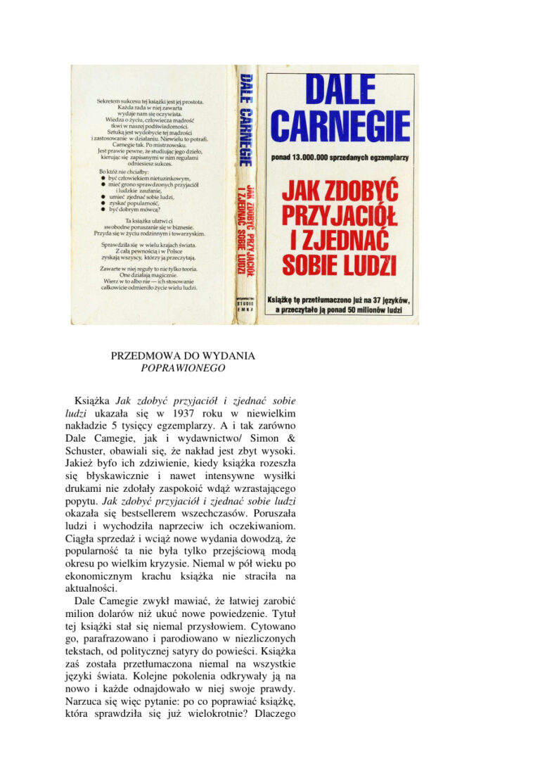 Jak zdobyc przyjaciol i zjednac sobie ludzi Polish Edition Dale Carnegie Kitap Kapağı