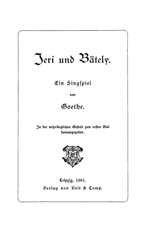 Jeri und Bately German Edition W Goethe Kitap Kapağı