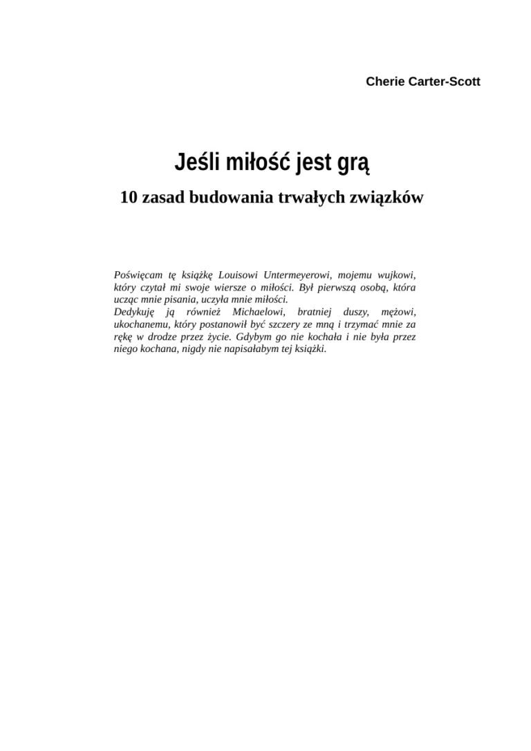 Jeśli miłość jest grą Polish Edition Carter Scott Kitap Kapağı