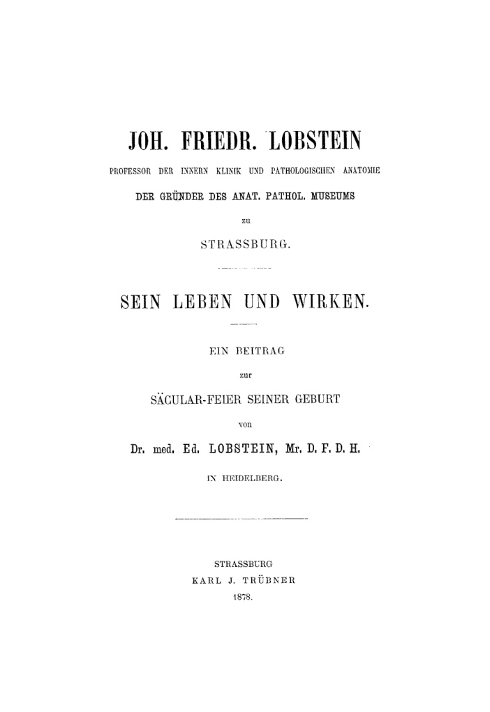 Joh Friedr Lobstein German Edition Ed Lobstein Kitap Kapağı