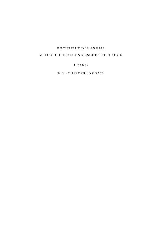 John Lydgate German Edition Walter F Schirmer Kitap Kapağı