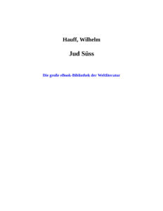 Jud Suess German Edition Hauff Wilhelm Kitap Kapağı