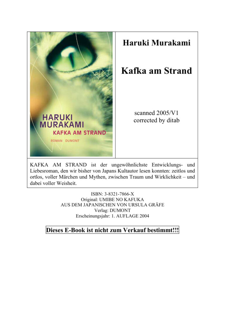 Kafka am Strand German Edition Murakami Haruki Kitap Kapağı