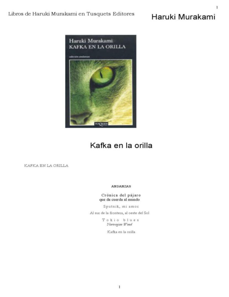 Kafka en la orilla Murakami Haruki Kitap Kapağı