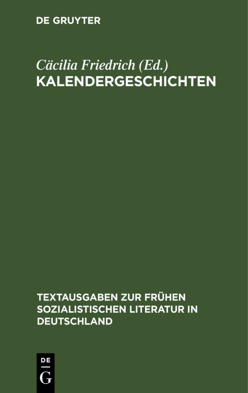 Kalendergeschichten German Edition Cacilia Friedrich Kitap Kapağı