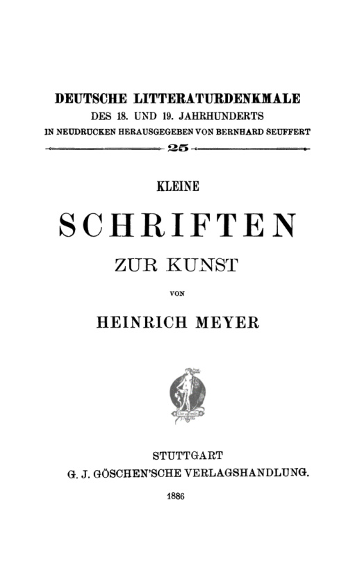 Kleine Schriften zur Kunst German Edition Heinrich Meyer Kitap Kapağı