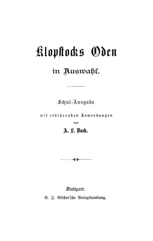 Klopstocks Oden in Auswahl German Edition Friedrich Gottlieb Klopstock Kitap Kapağı