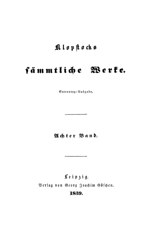 Klopstocks sammtliche Werke Band 89 German Edition Friedrich Gottlieb Klopstock Kitap Kapağı