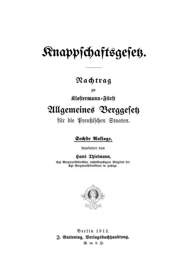 Knappschaftsgesetz German Edition Hans Thielmann Kitap Kapağı