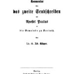 Kommentar uber das zweite Sendschreiben des Apostel Paulus an die Gemeinde zu Korinth German Edition Albert Klopper Kitap Kapağı